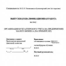 Иллюстрация №1: ОРГАНИЗАЦИЯ БУХГАЛТЕРСКОГО УЧЕТА НА ПРЕДПРИЯТИЯХ МАЛОГО БИЗНЕСА (НА ПРИМЕРЕ ИП) (Дипломные работы - Бухгалтерский учет).